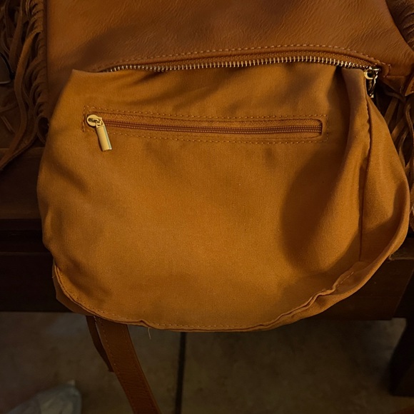 Fringe Tan Vegan Leather Shoulder Bag - Picture 2 of 5